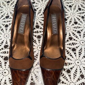 PreVata Brown Italian Leather Low Heels